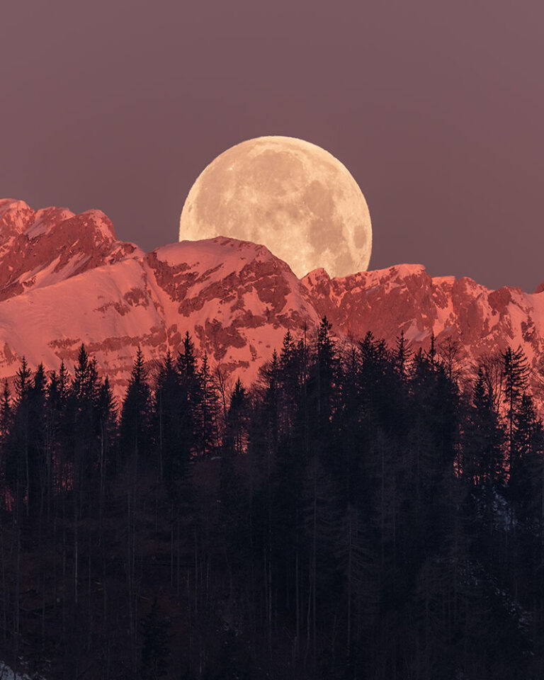 Slovenian moon over the alps